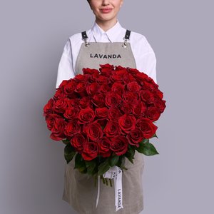 51 красная роза 50 см.