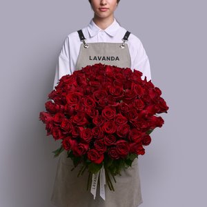 101 красная роза 50 см.