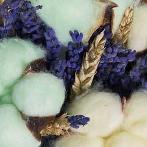 Мятный букет лаванды, хлопка и сухоцветов