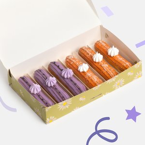 Набор из 6 эклеров «Лаванда, Маракуйя»