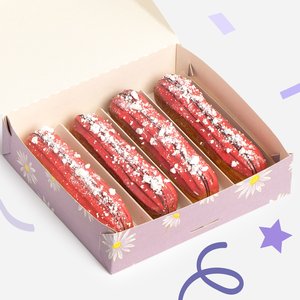 Набор из 4 эклеров «Клубника»