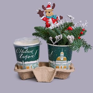 Раф с композицией в стаканчике из нобилиса и илекса