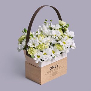 Ромашковые хризантемы и диантусы в ящике