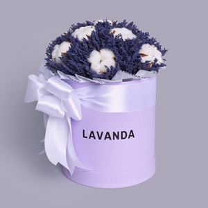 Стабилизированная лаванда с хлопком в коробке