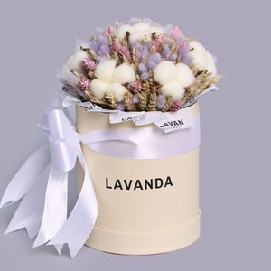 Коробочка нежных сухоцветов с хлопком