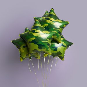 "Камуфляжная звезда" фольгированный шар с гелием