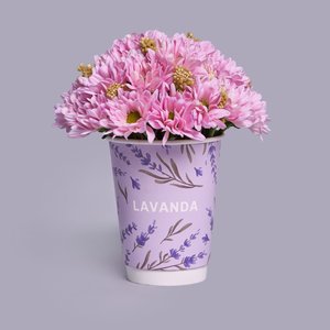 Композиция в стаканчике с розовой хризантемой