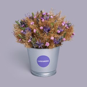 Композиция сухоцветов в металическом кашпо