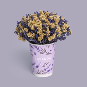 Композиция в стаканчике из лаванды и иммортель