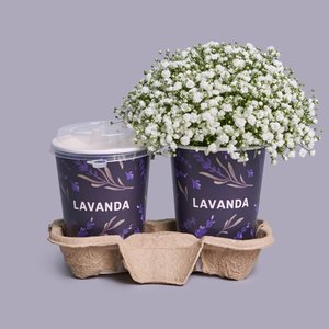 Капучино с композицией в стаканчике из белой гипсофилы