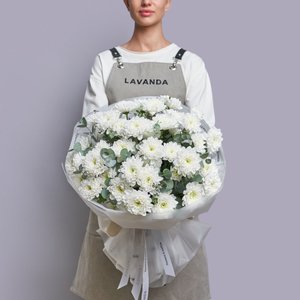 Монобукет белоснежных хризантем