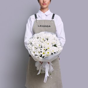 Монобукет белых хризантем бакарди