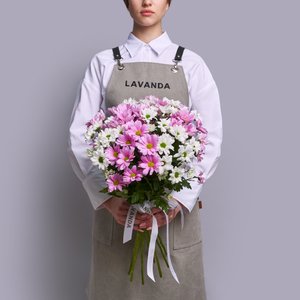 Белые и розовые кустовые хризантемы