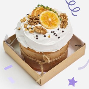 Пасхальный кулич с вяленой клюквой, грецким орехом и апельсином 450гр